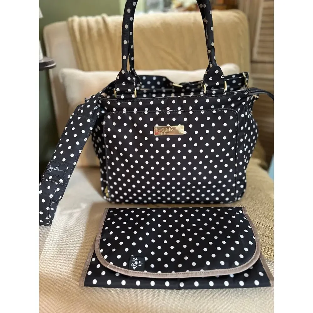 JuJuBe Be Classy Structured Multi-Functional Diaper Bag Black White Polka Dot